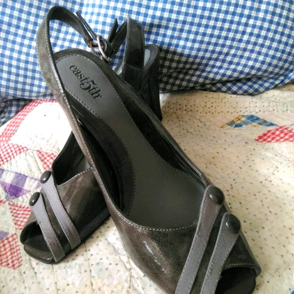 Silver Patent East 5th Pumps